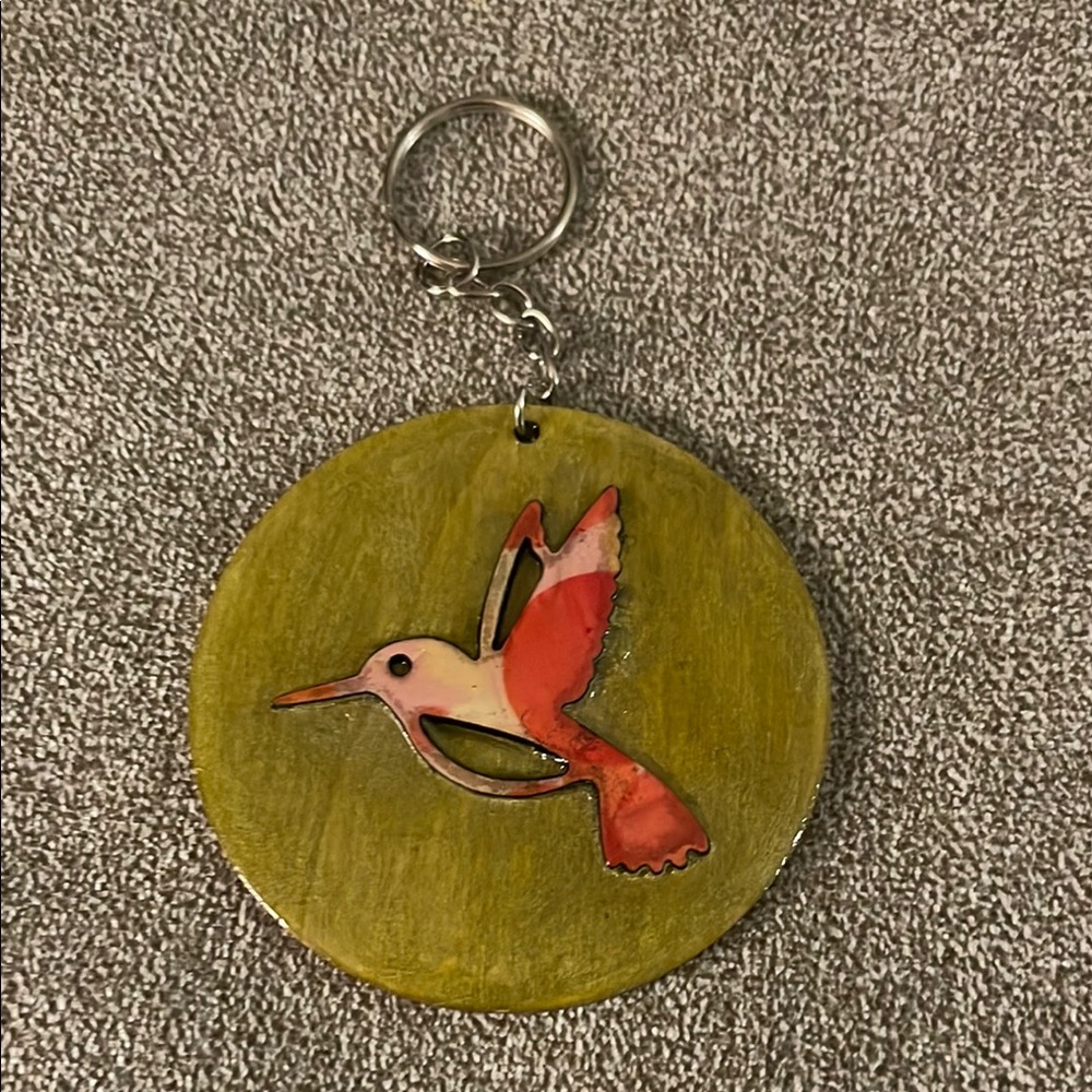 Pink and Green Hummingbird Jewelry Pendant